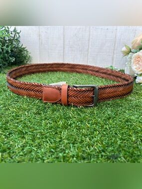 TOMMY BAHAMA Brown Braided Leather Men's Belt MEN S (30-32) small